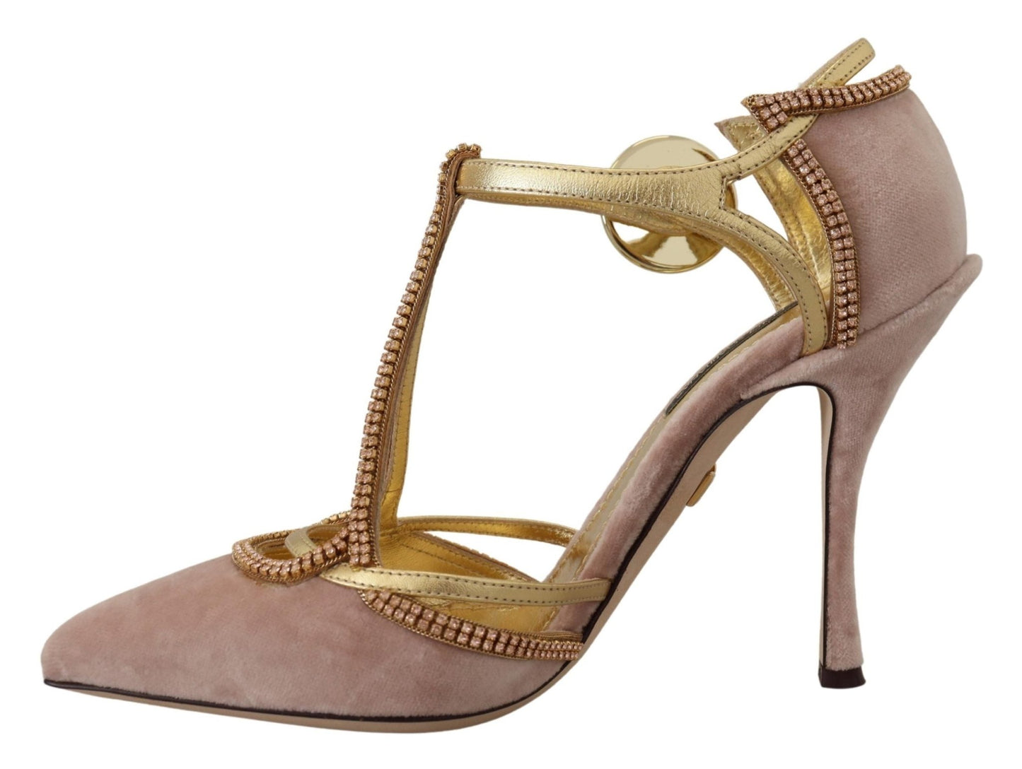 Dolce & Gabbana Pink Crystal T - strap Heels Pumps Shoes - SMARTMARTNZ