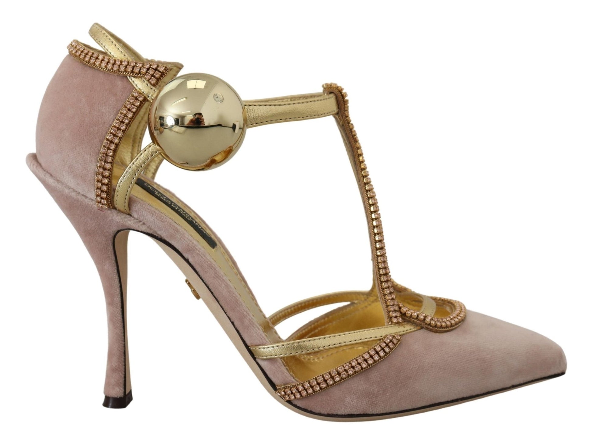 Dolce & Gabbana Pink Crystal T - strap Heels Pumps Shoes - SMARTMARTNZ