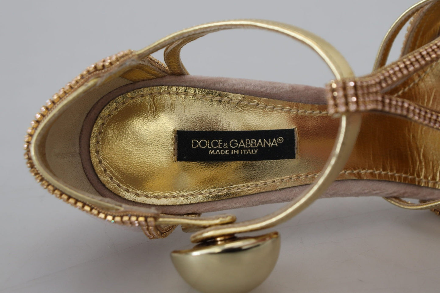 Dolce & Gabbana Pink Crystal T - strap Heels Pumps Shoes - SMARTMARTNZ