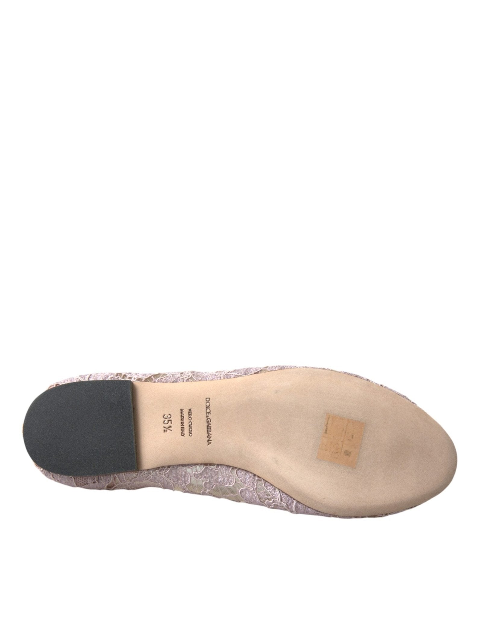 Dolce & Gabbana Pink Lace Crystal Ballet Flats Loafers Shoes - SMARTMARTNZ