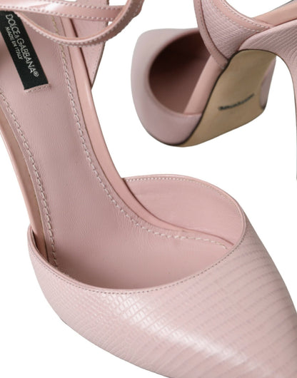 Dolce & Gabbana Pink Leather Ankle Strap Heels Pumps Shoes - SMARTMARTNZ
