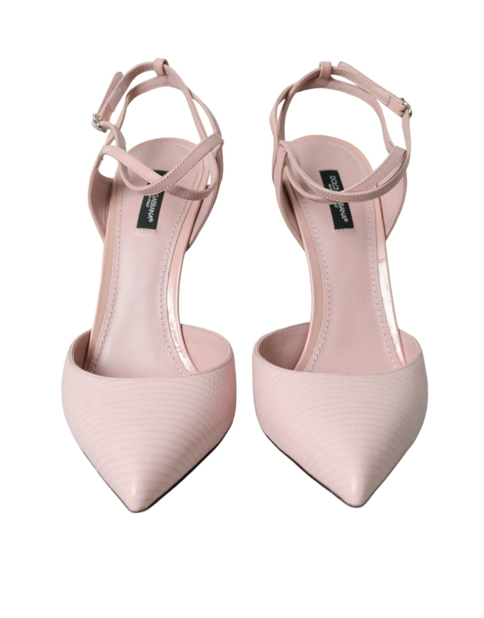 Dolce & Gabbana Pink Leather Ankle Strap Heels Pumps Shoes - SMARTMARTNZ