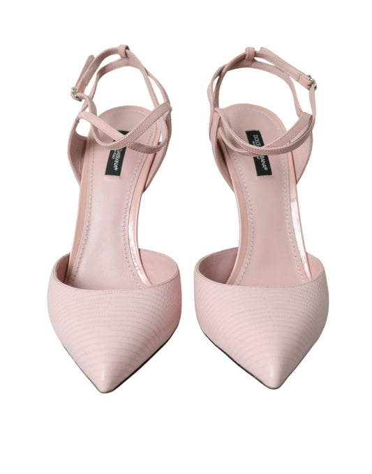 Dolce & Gabbana Pink Leather Ankle Strap Heels Pumps Shoes - SMARTMARTNZ