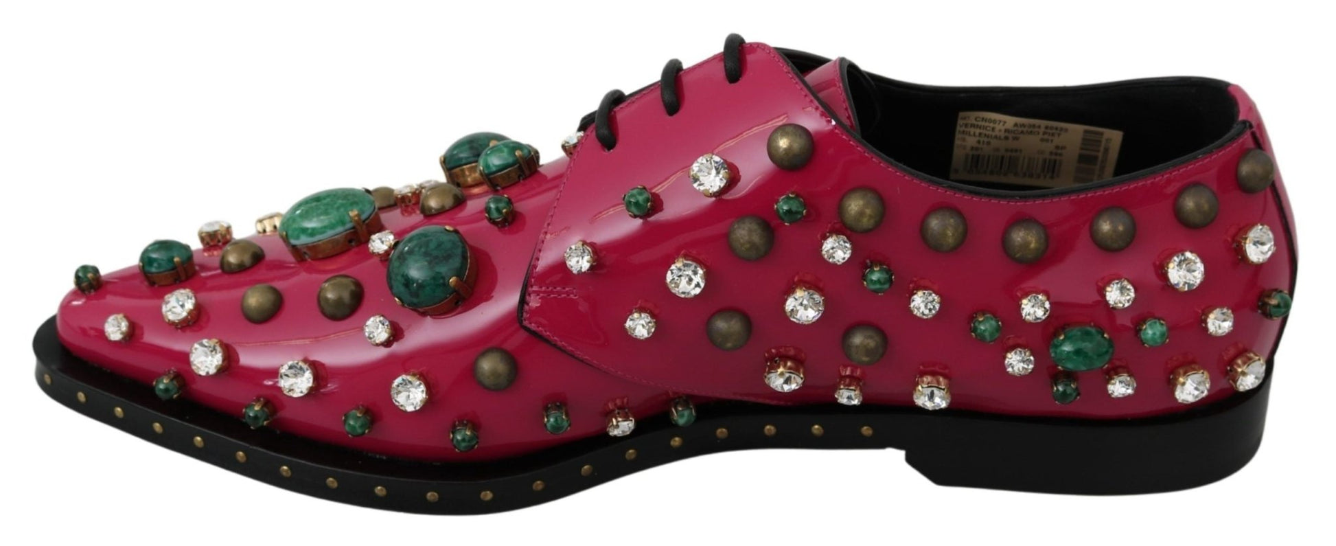 Dolce & Gabbana Pink Leather Crystals Dress Broque Shoes - SMARTMARTNZ