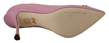 Dolce & Gabbana Pink Leather Heart DEVOTION Heels Pumps Shoes - SMARTMARTNZ