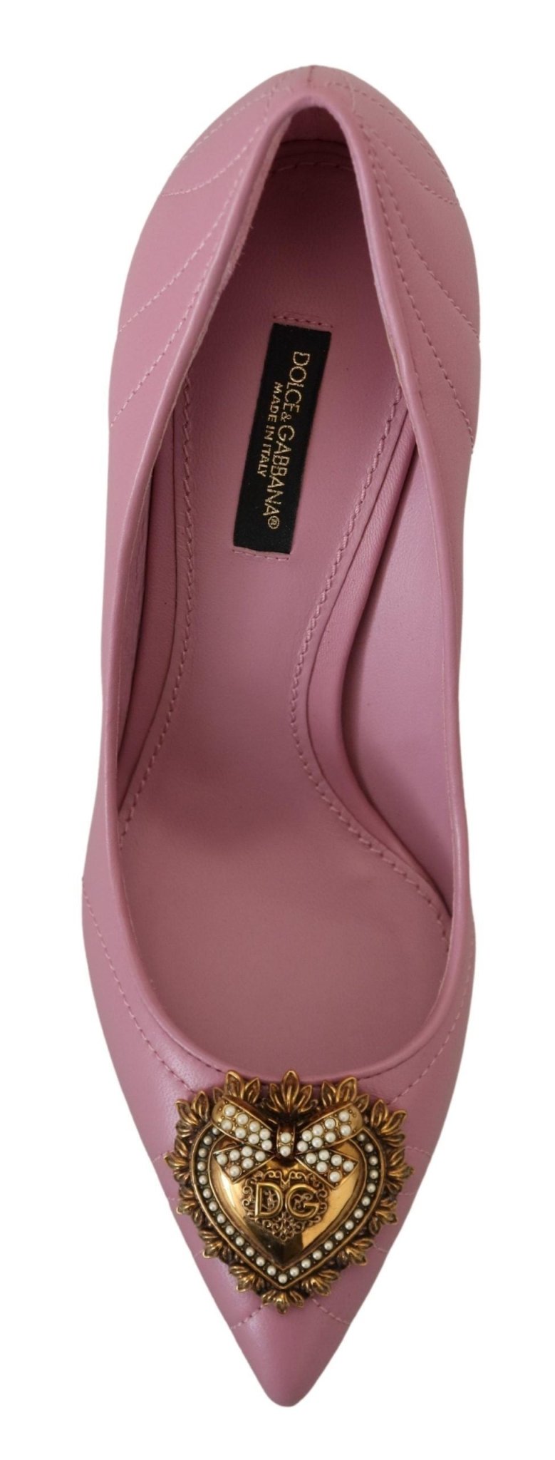 Dolce & Gabbana Pink Leather Heart DEVOTION Heels Pumps Shoes - SMARTMARTNZ
