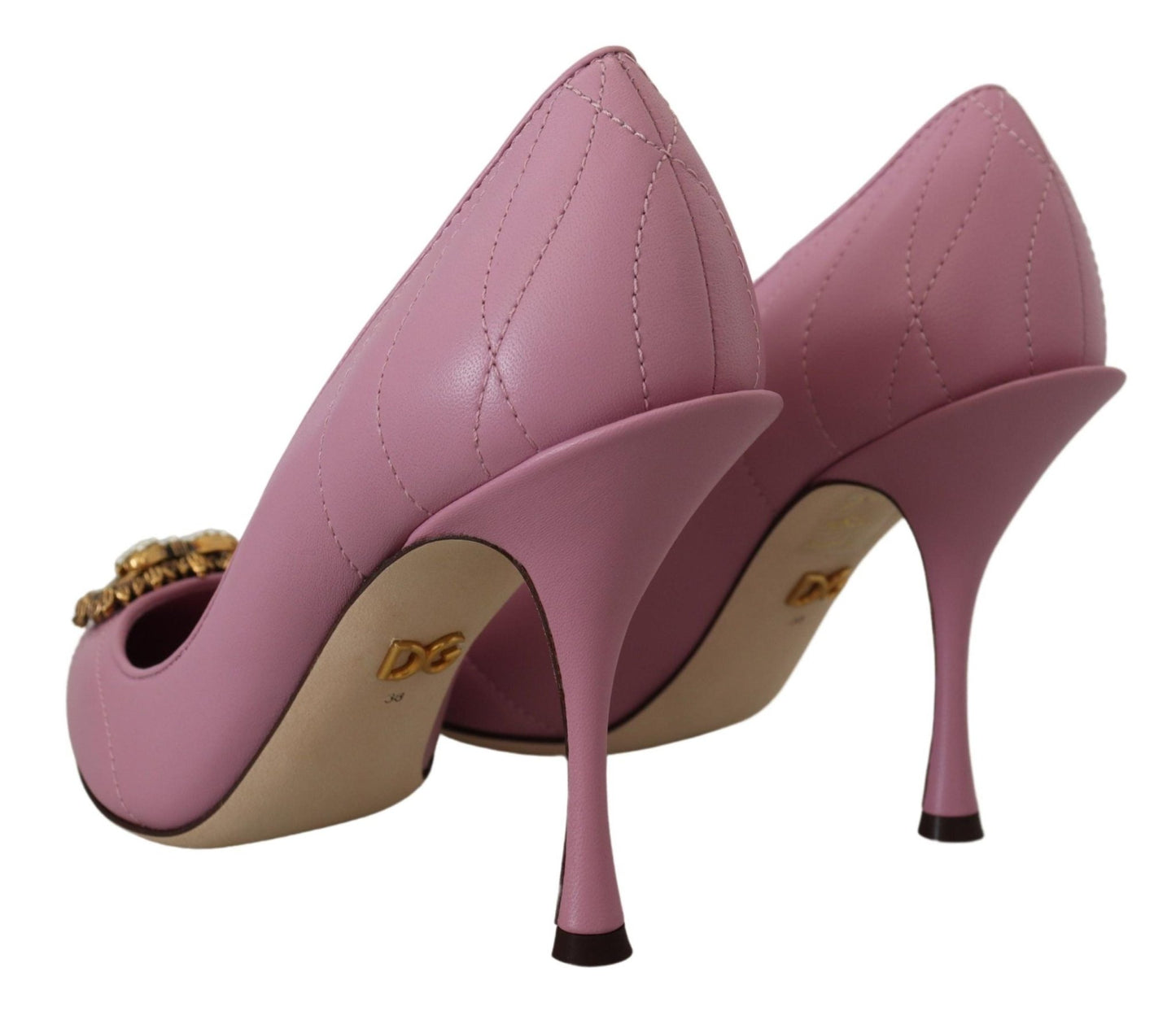 Dolce & Gabbana Pink Leather Heart DEVOTION Heels Pumps Shoes - SMARTMARTNZ