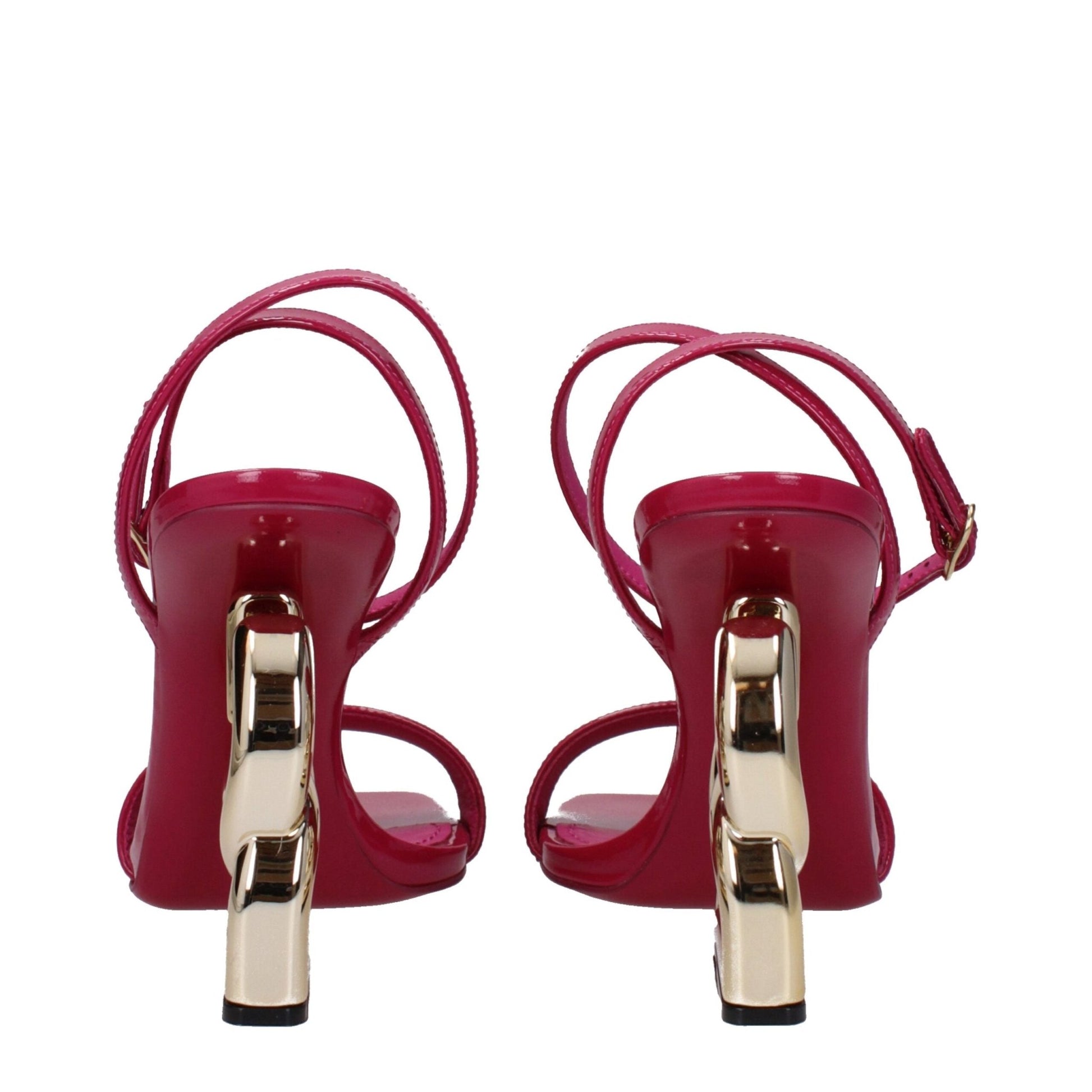 Dolce & Gabbana Pink Leather Stiletto Heels Sandals - SMARTMARTNZ