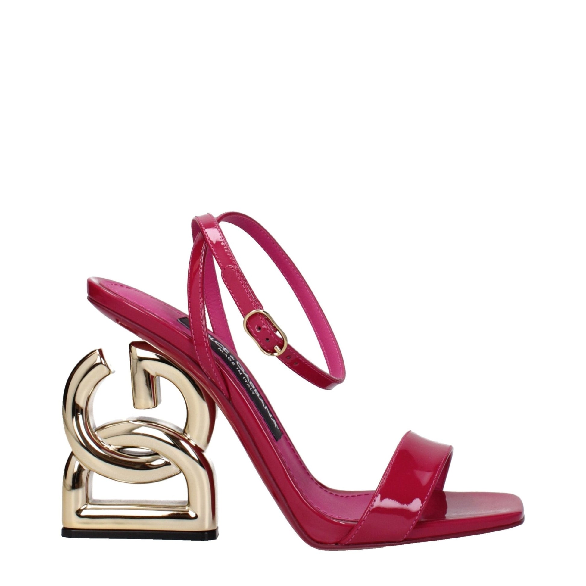 Dolce & Gabbana Pink Leather Stiletto Heels Sandals - SMARTMARTNZ