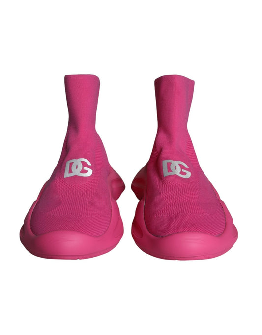Dolce & Gabbana Pink Logo Print Slip On Socks Sneakers Shoes - SMARTMARTNZ