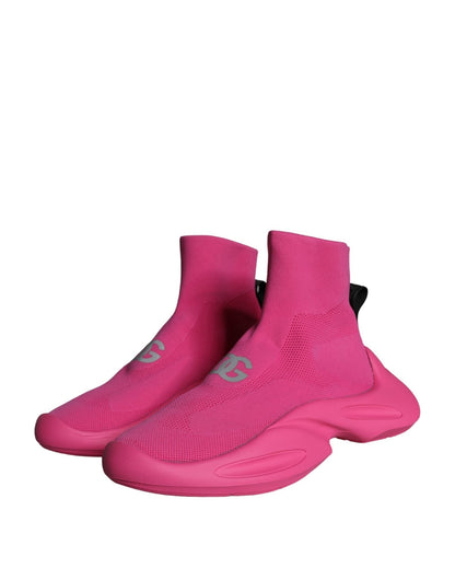 Dolce & Gabbana Pink Logo Print Slip On Socks Sneakers Shoes - SMARTMARTNZ
