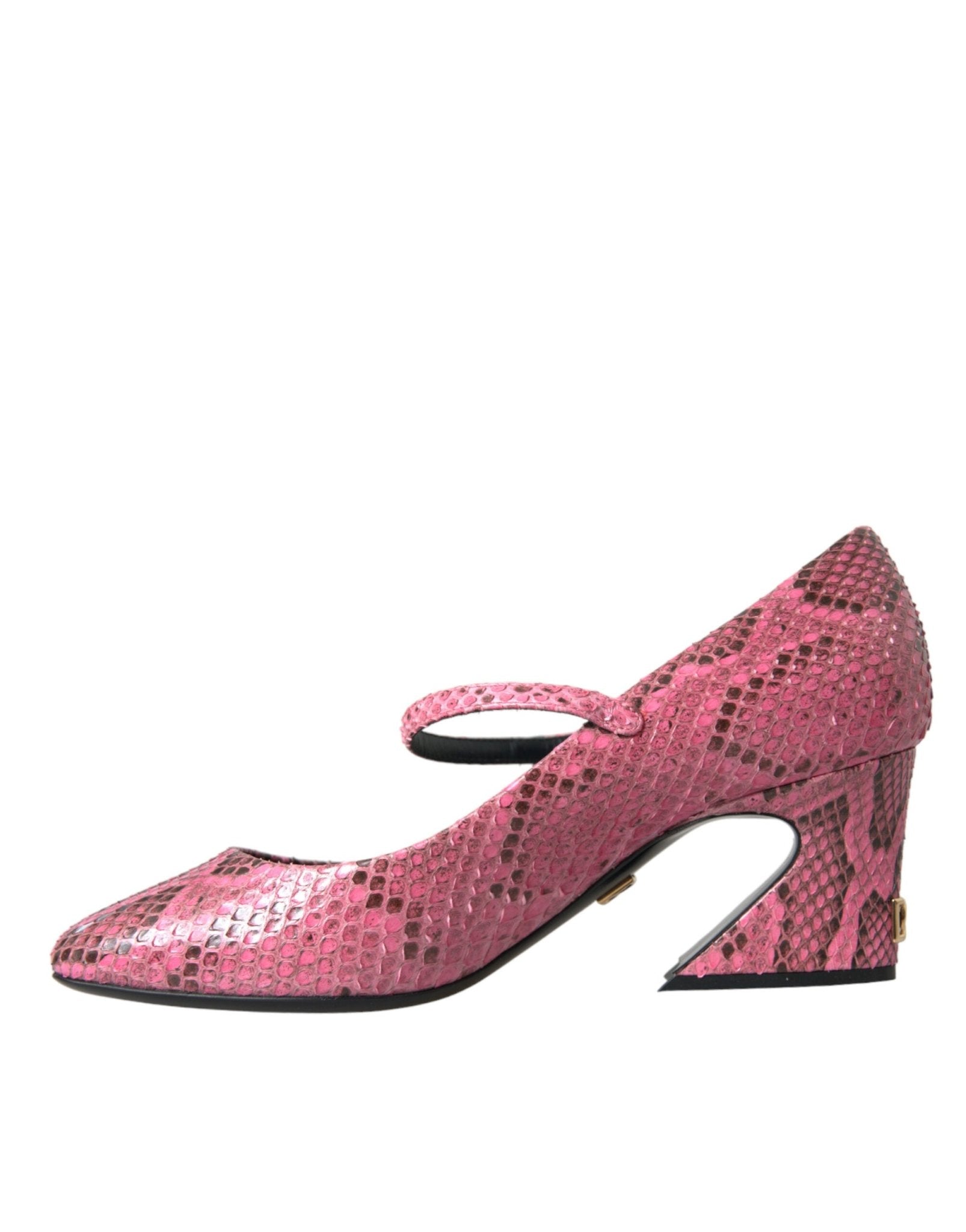 Dolce & Gabbana Pink Python Leather Mary Jane Heels Shoes - SMARTMARTNZ
