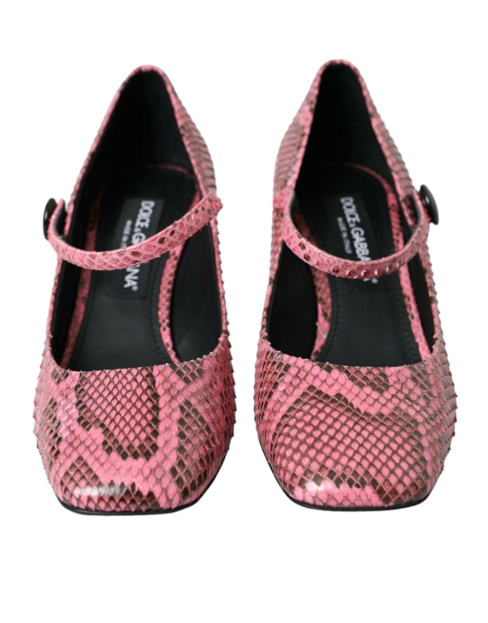 Dolce & Gabbana Pink Python Leather Mary Jane Heels Shoes - SMARTMARTNZ