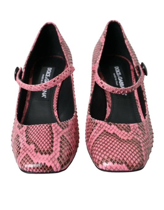 Dolce & Gabbana Pink Python Leather Mary Jane Heels Shoes - SMARTMARTNZ