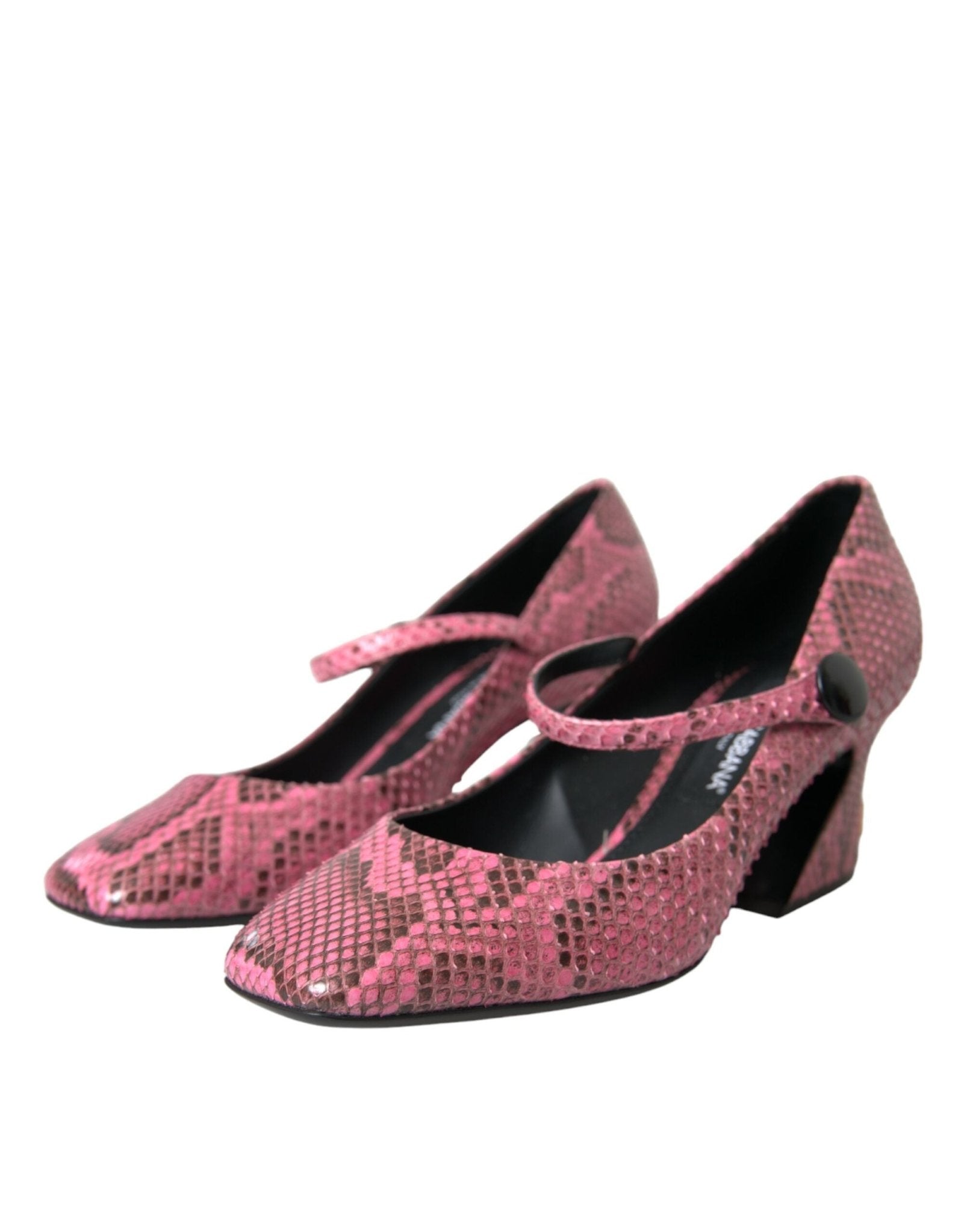 Dolce & Gabbana Pink Python Leather Mary Jane Heels Shoes - SMARTMARTNZ