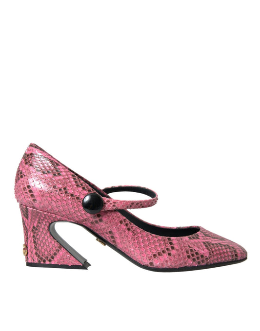 Dolce & Gabbana Pink Python Leather Mary Jane Heels Shoes - SMARTMARTNZ