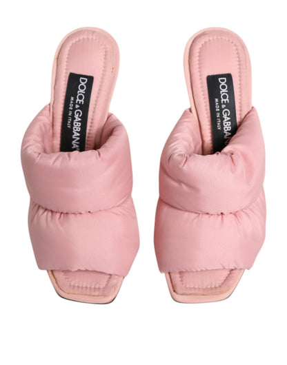 Dolce & Gabbana Pink Quilted DG Heel Slide Sandals Shoes - SMARTMARTNZ