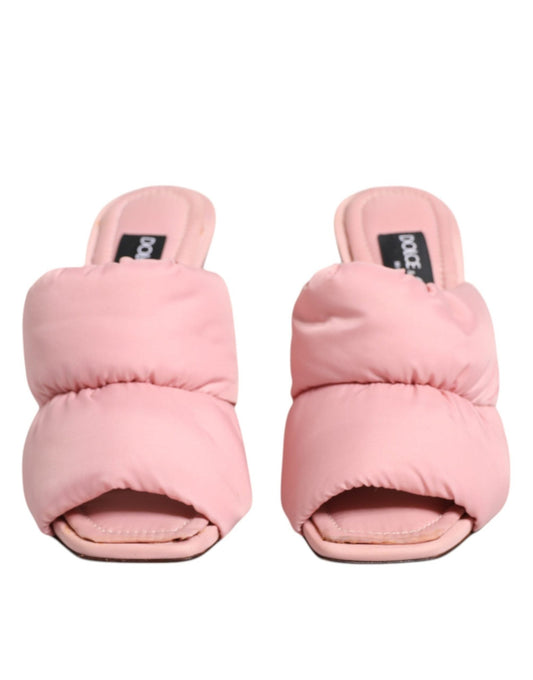 Dolce & Gabbana Pink Quilted DG Heel Slide Sandals Shoes - SMARTMARTNZ