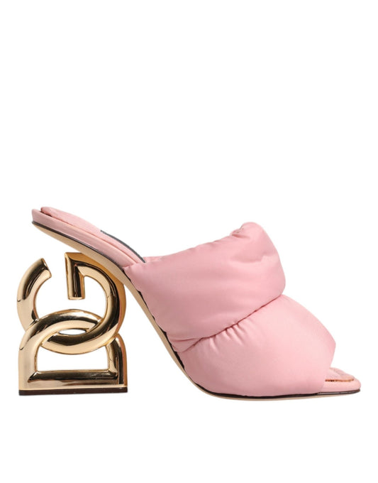 Dolce & Gabbana Pink Quilted DG Heel Slide Sandals Shoes - SMARTMARTNZ