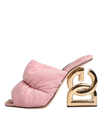 Dolce & Gabbana Pink Quilted DG Heel Slide Sandals Shoes - SMARTMARTNZ