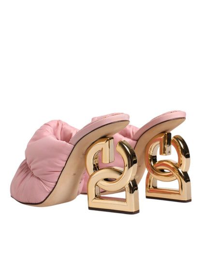 Dolce & Gabbana Pink Quilted DG Heel Slide Sandals Shoes - SMARTMARTNZ