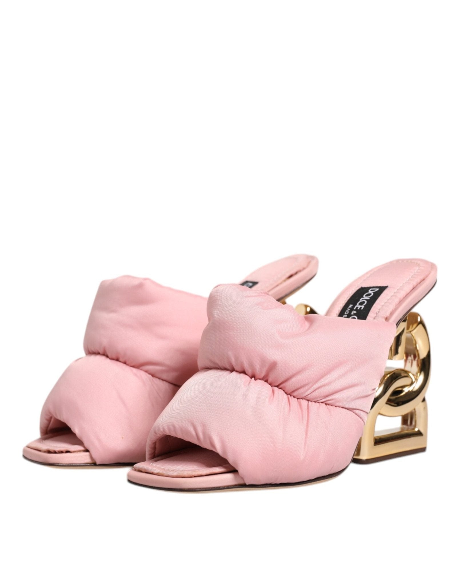 Dolce & Gabbana Pink Quilted DG Heel Slide Sandals Shoes - SMARTMARTNZ