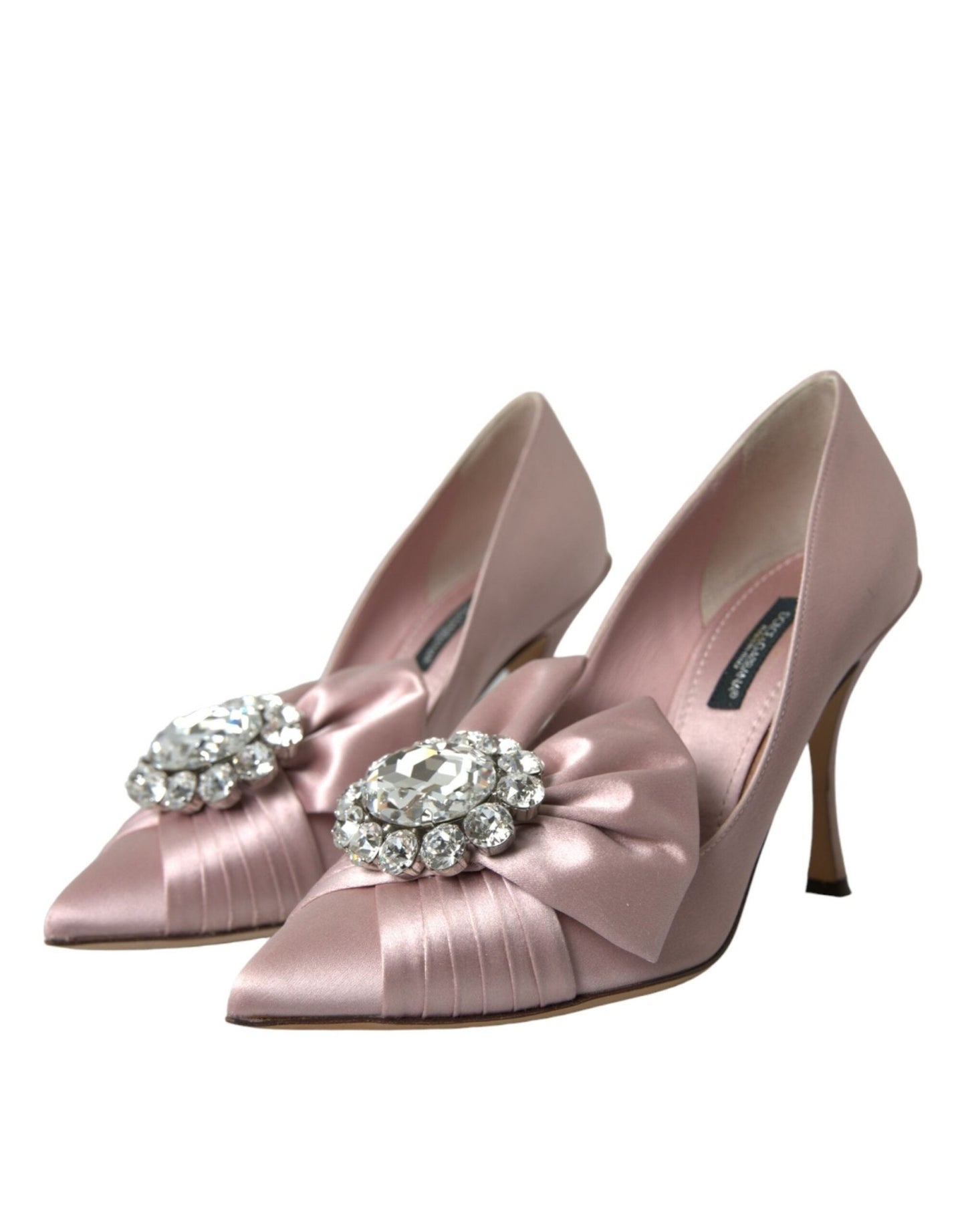 Dolce & Gabbana Pink Satin Crystal High Heels Pumps Shoes - SMARTMARTNZ