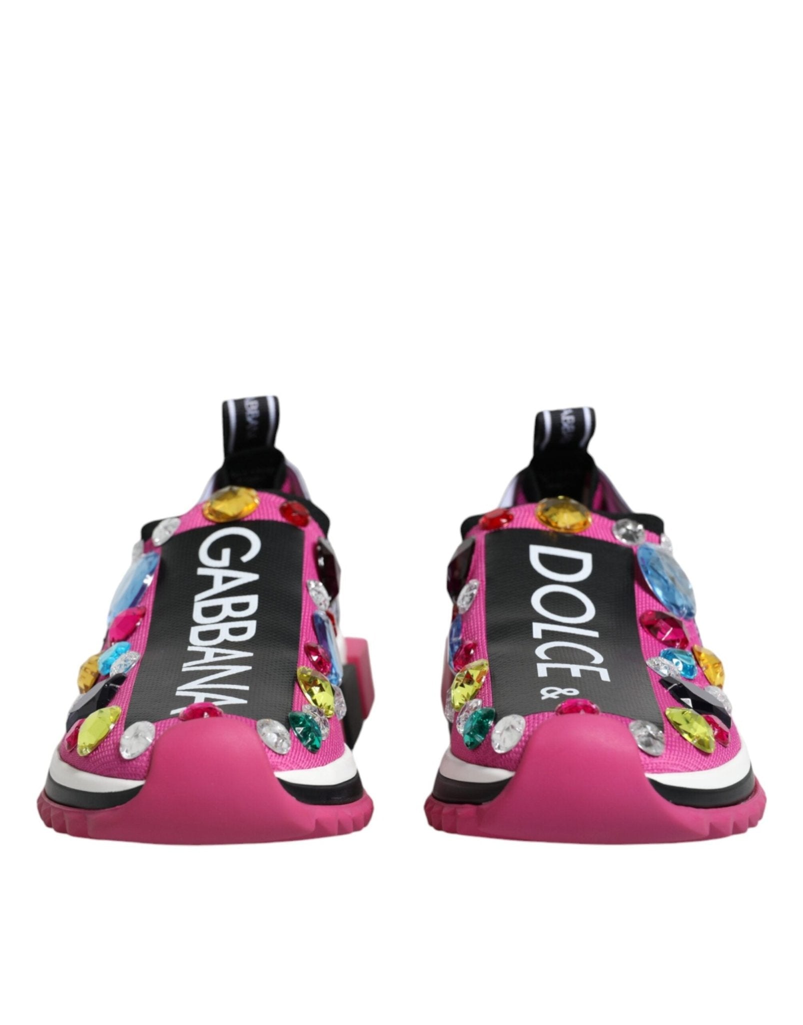 Dolce & Gabbana Pink Sorrento Crystals Low Top Sneakers Shoes - SMARTMARTNZ