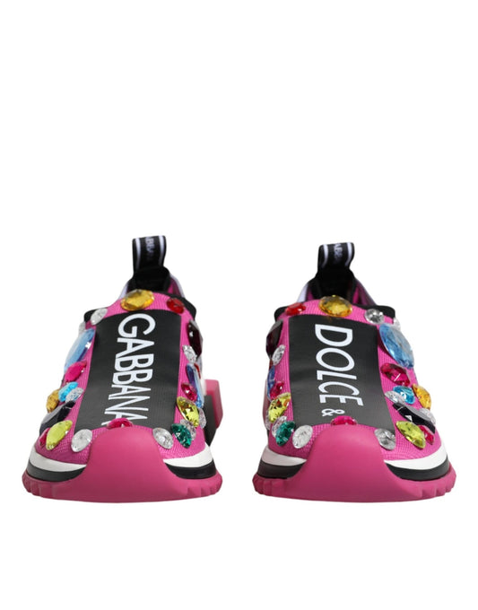 Dolce & Gabbana Pink Sorrento Crystals Low Top Sneakers Shoes - SMARTMARTNZ