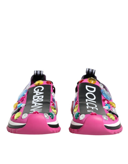 Dolce & Gabbana Pink Sorrento Crystals Low Top Sneakers Shoes - SMARTMARTNZ