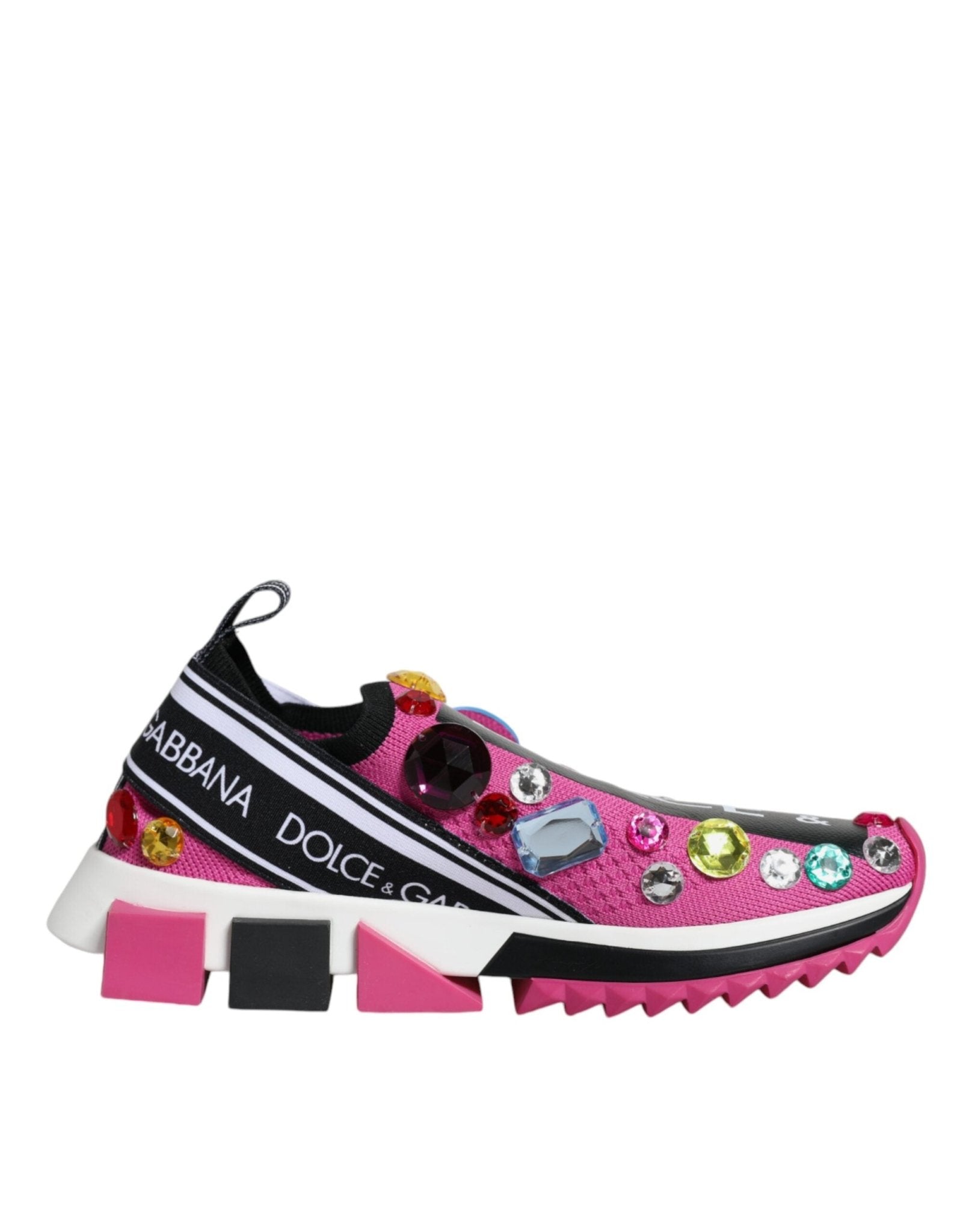 Dolce & Gabbana Pink Sorrento Crystals Low Top Sneakers Shoes - SMARTMARTNZ