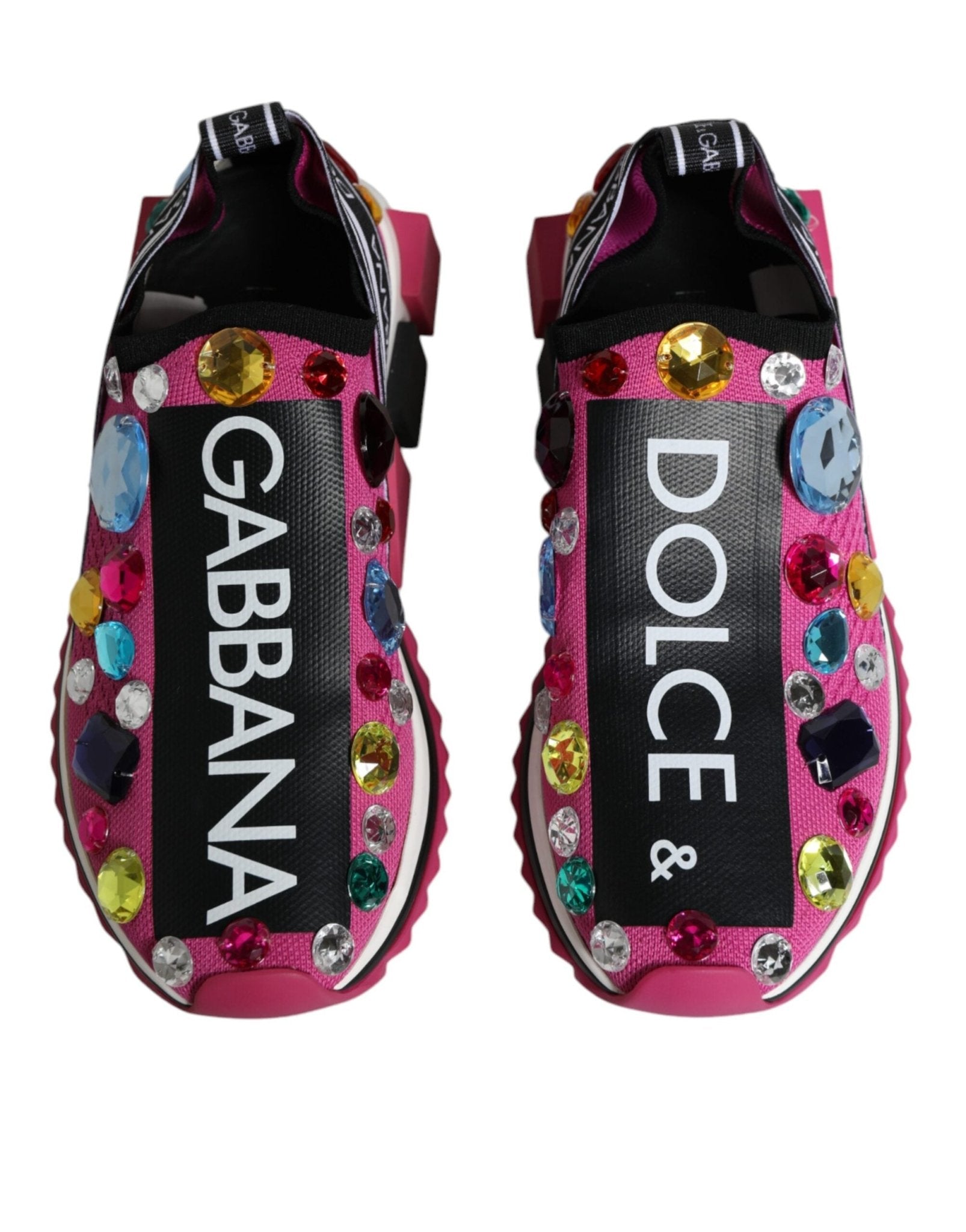 Dolce & Gabbana Pink Sorrento Crystals Low Top Sneakers Shoes - SMARTMARTNZ