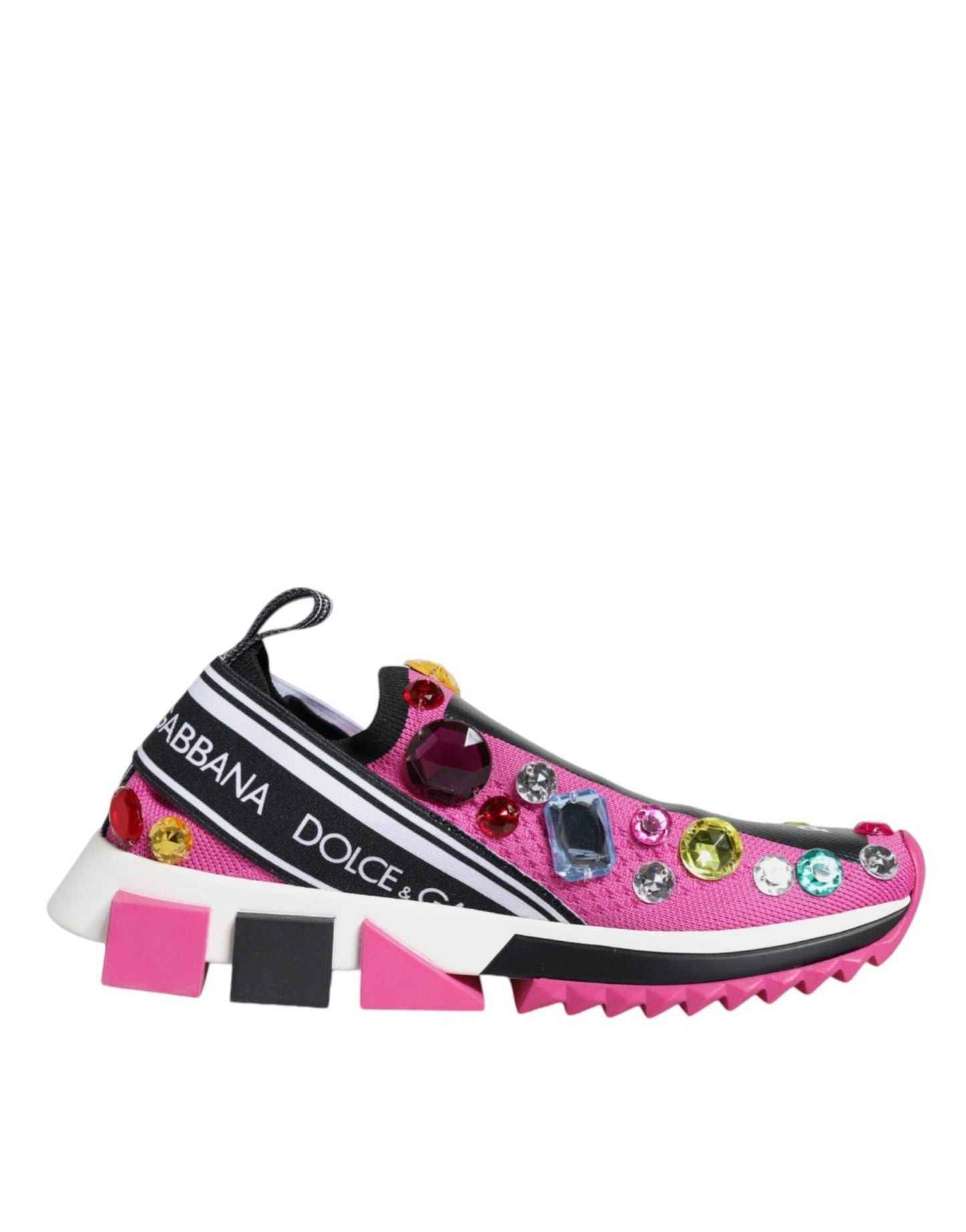 Dolce & Gabbana Pink Sorrento Crystals Low Top Sneakers Shoes - SMARTMARTNZ