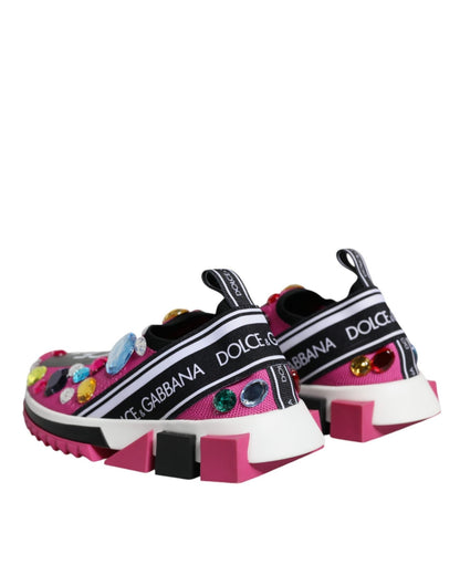 Dolce & Gabbana Pink Sorrento Crystals Low Top Sneakers Shoes - SMARTMARTNZ