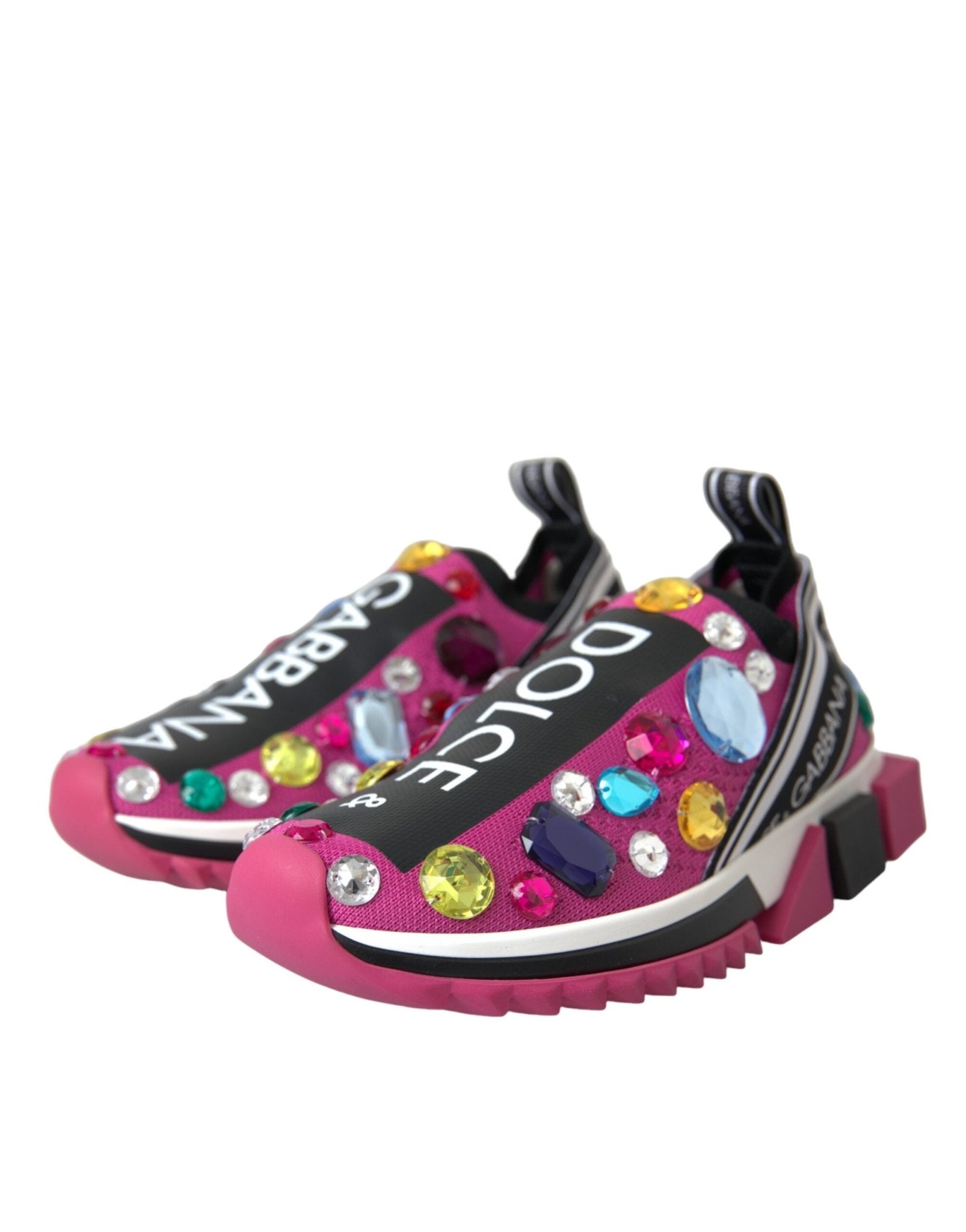 Dolce & Gabbana Pink Sorrento Crystals Sneakers Shoes - SMARTMARTNZ