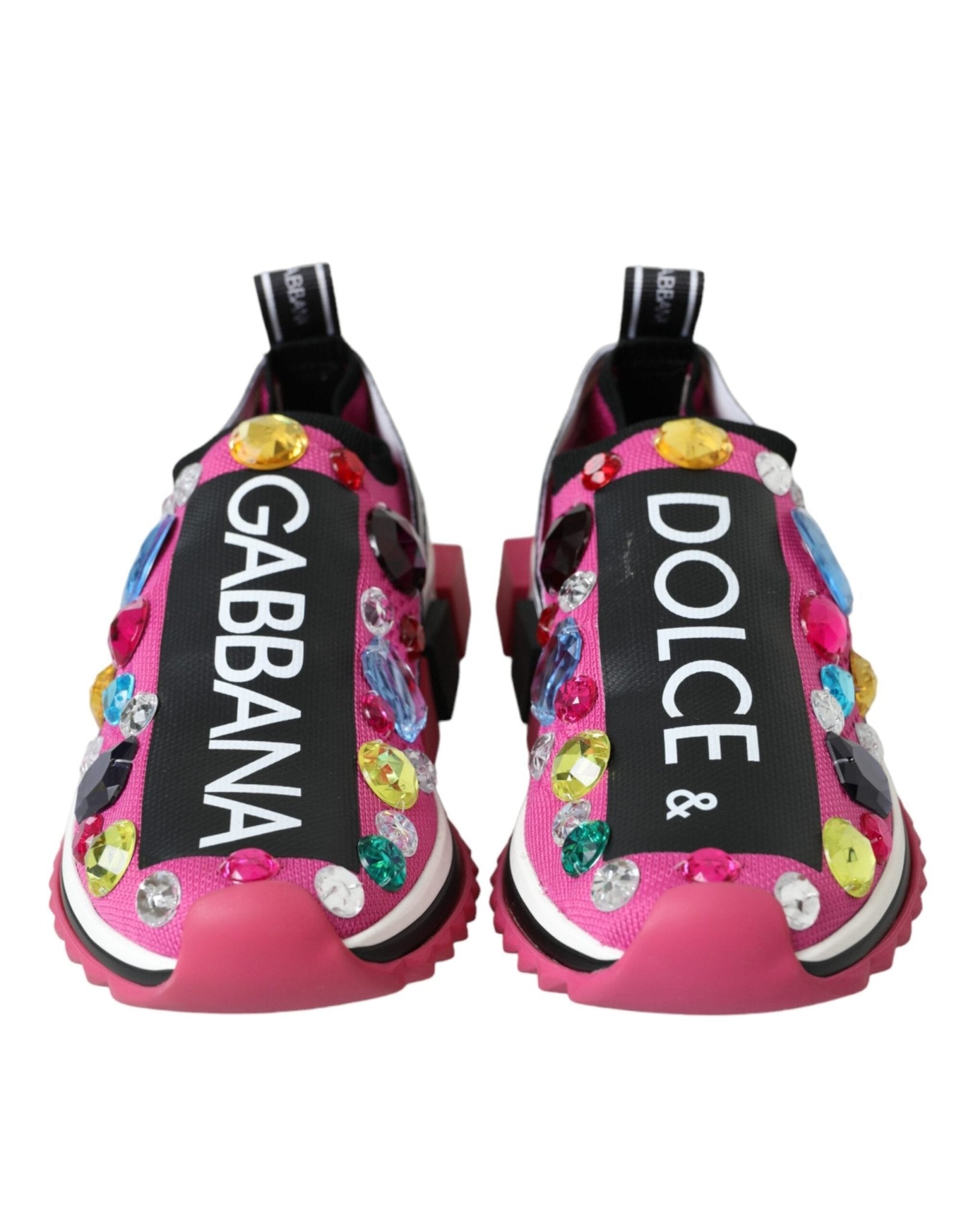 Dolce & Gabbana Pink Sorrento Crystals Sneakers Shoes - SMARTMARTNZ