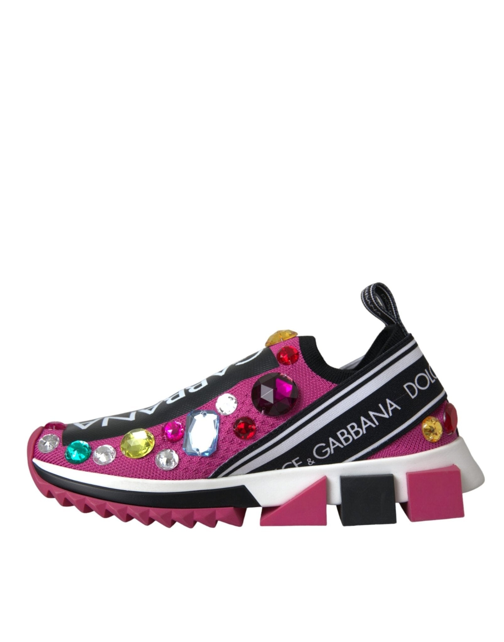 Dolce & Gabbana Pink Sorrento Crystals Sneakers Shoes - SMARTMARTNZ