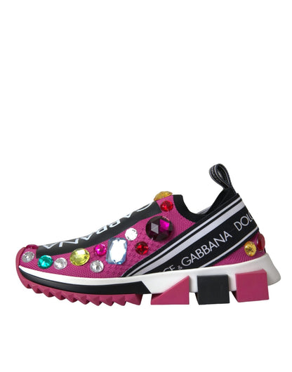 Dolce & Gabbana Pink Sorrento Crystals Sneakers Shoes - SMARTMARTNZ
