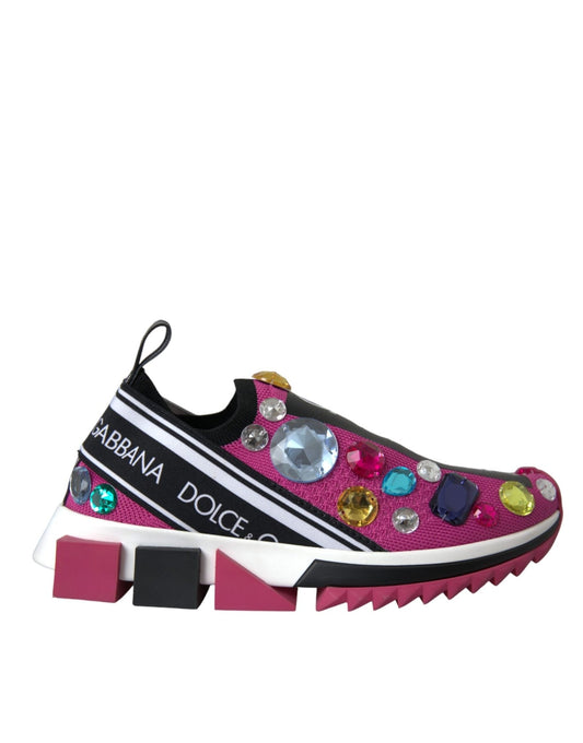 Dolce & Gabbana Pink Sorrento Crystals Sneakers Shoes - SMARTMARTNZ