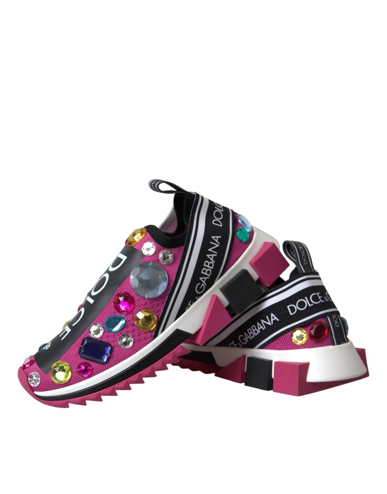 Dolce & Gabbana Pink Sorrento Crystals Sneakers Shoes - SMARTMARTNZ