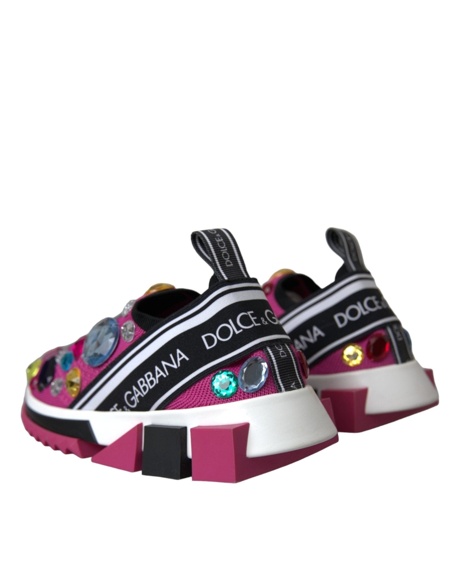 Dolce & Gabbana Pink Sorrento Crystals Sneakers Shoes - SMARTMARTNZ