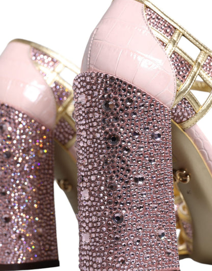Dolce & Gabbana Pink Strass Crystals T - strap Sandals Shoes - SMARTMARTNZ