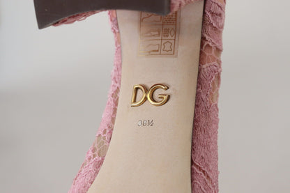 Dolce & Gabbana Pink Taormina Lace Crystal Pumps Pastel Shoes - SMARTMARTNZ