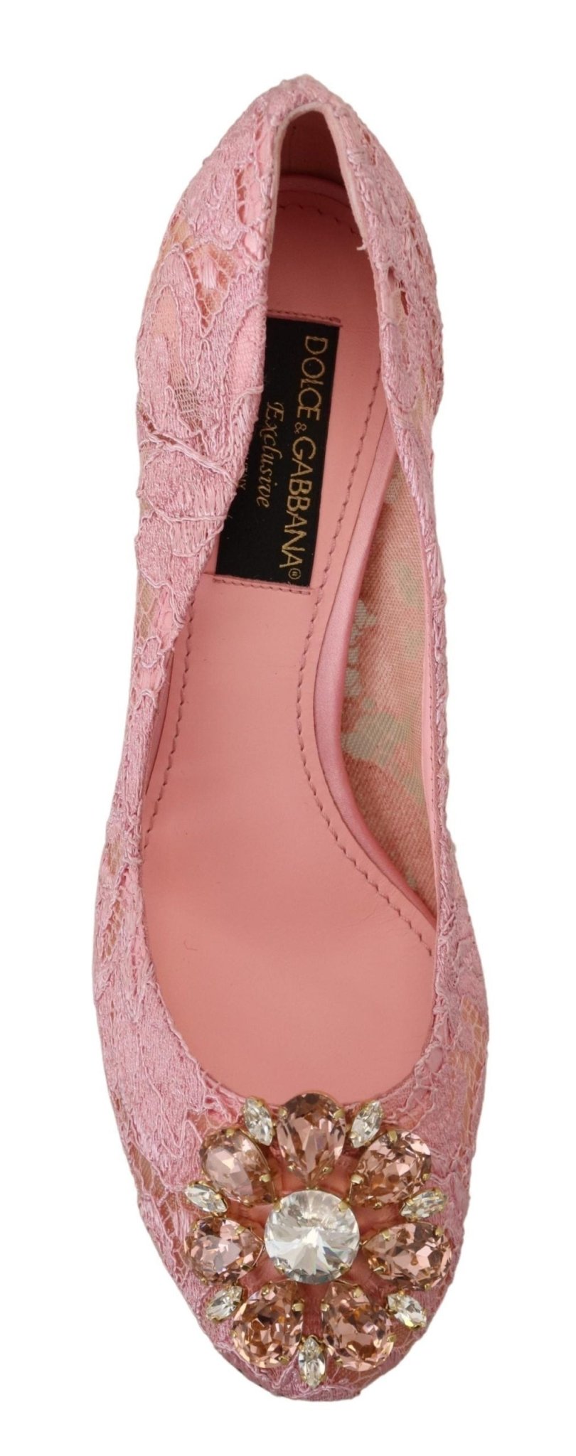 Dolce & Gabbana Pink Taormina Lace Crystal Pumps Pastel Shoes - SMARTMARTNZ