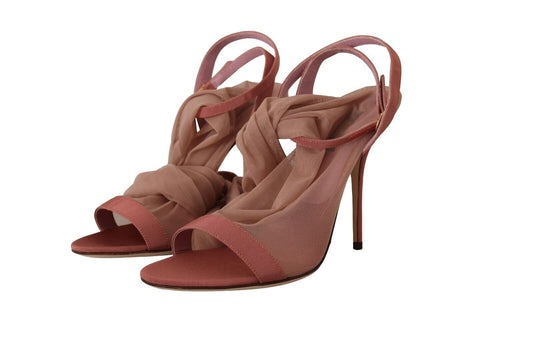 Dolce & Gabbana Pink Tulle Stretch Ankle Strap Sandals Shoes - SMARTMARTNZ