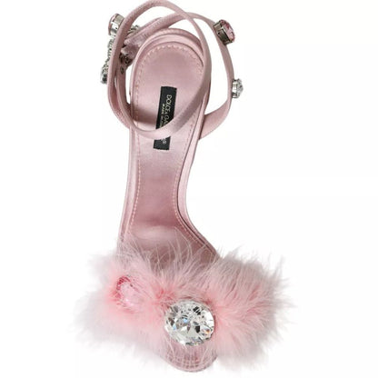 Dolce & Gabbana Pink Turkey Feather Embellished Sandals Shoes - SMARTMARTNZ