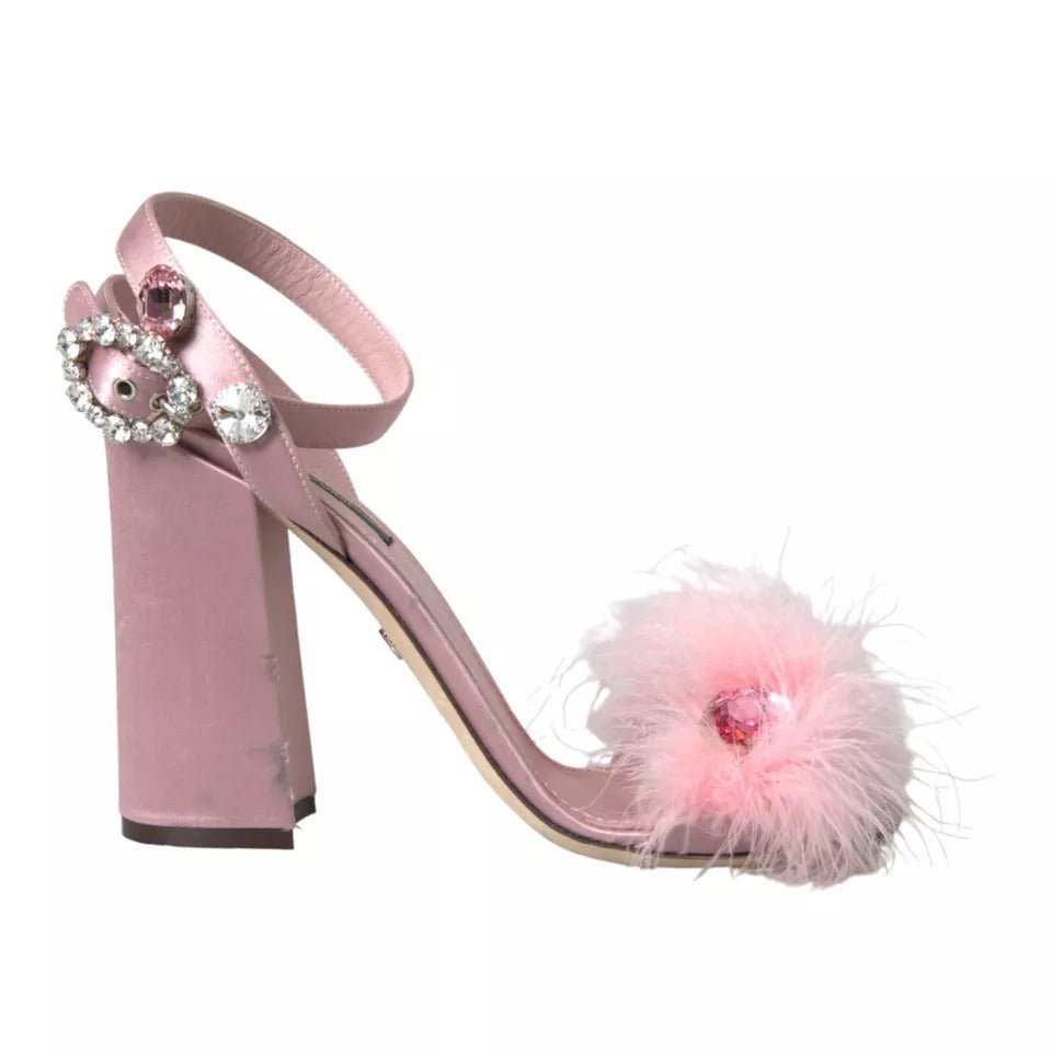 Dolce & Gabbana Pink Turkey Feather Embellished Sandals Shoes - SMARTMARTNZ
