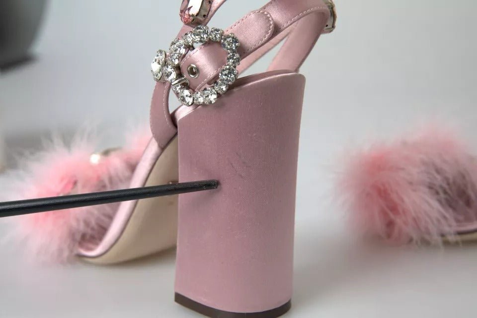 Dolce & Gabbana Pink Turkey Feather Embellished Sandals Shoes - SMARTMARTNZ
