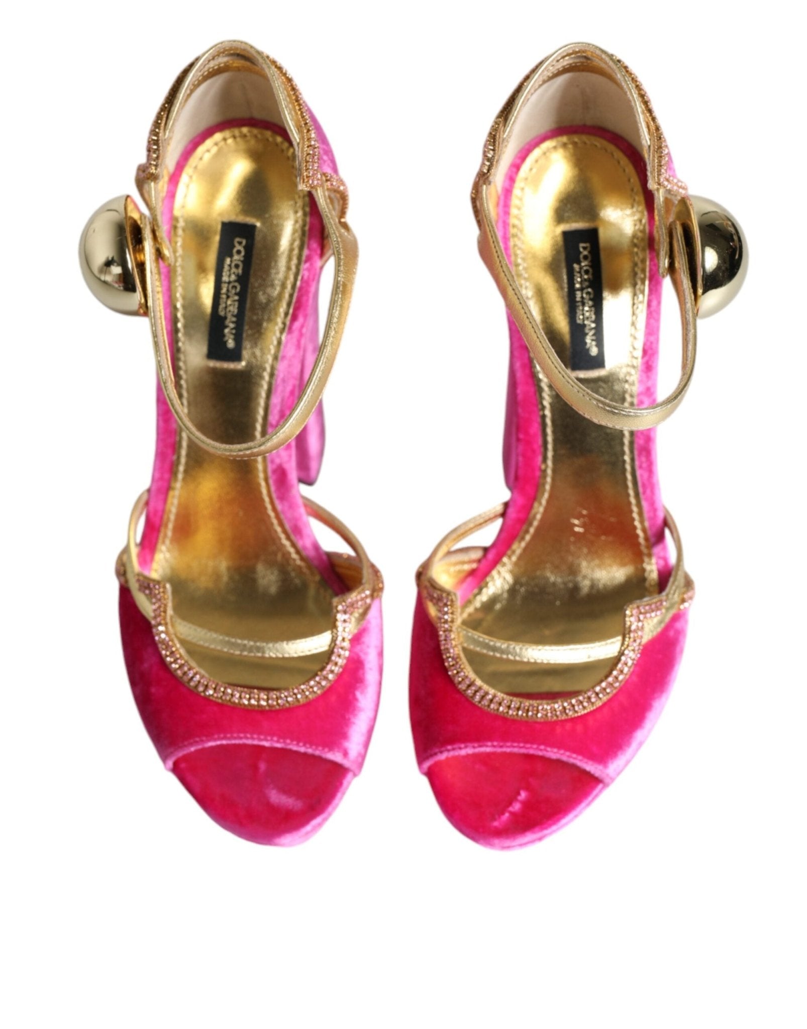 Dolce & Gabbana Pink Velvet Platform Ankle Strap Heel Sandals Shoes - SMARTMARTNZ