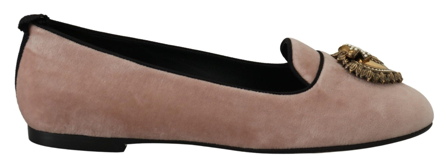 Dolce & Gabbana Pink Velvet Slip Ons Loafers Flats Shoes - SMARTMARTNZ